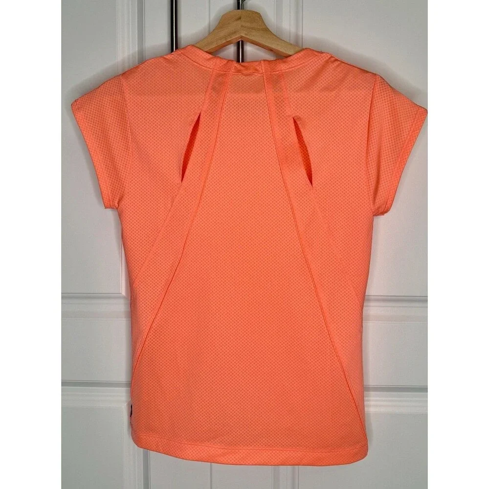 Athleta Allyson Felix Legend Fitted Tee Coral Running Shirt UPF 50+ Womens S/XS